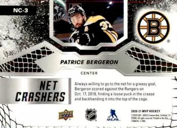 2020-21 Upper Deck MVP - Net Crashers #NC-3 Patrice Bergeron Back