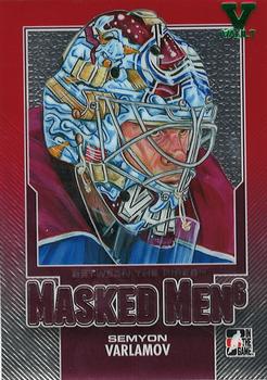 2015-16 In The Game Final Vault - 2013-14 In The Game Between The Pipes - Masked Men 6 Red (Green Vault) #MM-15 Semyon Varlamov Front