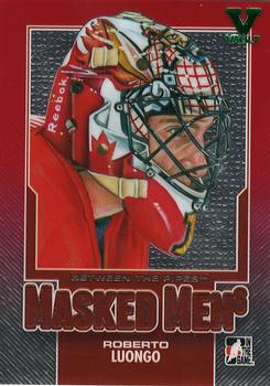 2015-16 In The Game Final Vault - 2013-14 In The Game Between the Pipes Masked Men 6 Red (Green Vault) #MM-47 Roberto Luongo Front