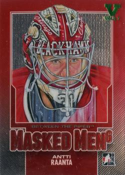 2015-16 In The Game Final Vault - 2013-14 In The Game Between the Pipes Masked Men 6 Red (Green Vault) #MM-12 Antti Raanta Front