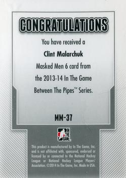 2015-16 In The Game Final Vault - 2013-14 In The Game Between the Pipes Masked Men 6 Red (Green Vault) #MM-37 Clint Malarchuk Back