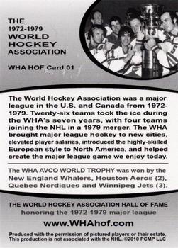 2010 WHA Hall of Fame #01 The 1972-1979 World Hockey Association Back