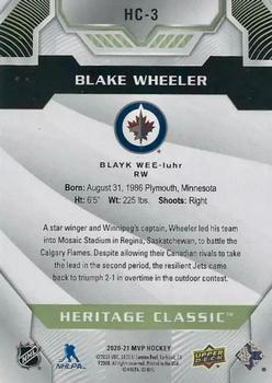2020-21 Upper Deck MVP - Variant Heritage Classic #HC-3 Blake Wheeler Back