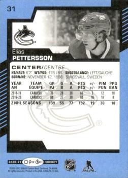 2020-21 O-Pee-Chee - Blue #31 Elias Pettersson Back