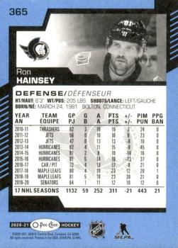 2020-21 O-Pee-Chee - Blue #365 Ron Hainsey Back