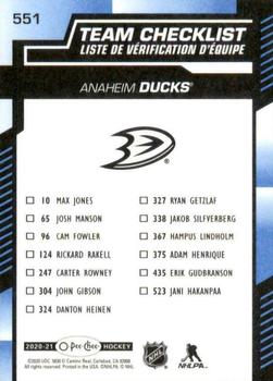 2020-21 O-Pee-Chee - Blue #551 Anaheim Ducks Back