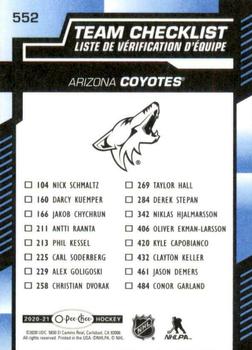 2020-21 O-Pee-Chee - Blue #552 Arizona Coyotes Back