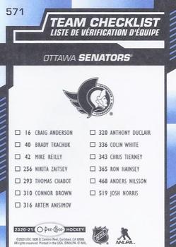 2020-21 O-Pee-Chee - Blue #571 Ottawa Senators Back