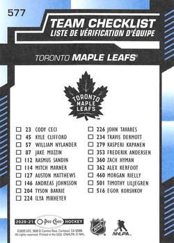 2020-21 O-Pee-Chee - Blue #577 Toronto Maple Leafs Back