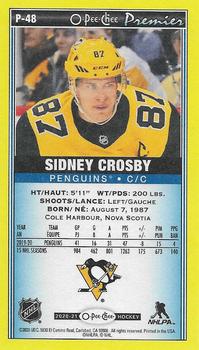 2020-21 O-Pee-Chee - O-Pee-Chee Premier Tallboys Yellow #P-48 Sidney Crosby Back