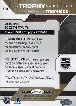 2020-21 O-Pee-Chee - Trophy Patches #P-19 Anze Kopitar Back