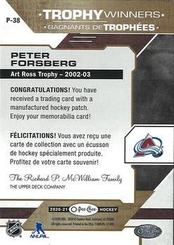2020-21 O-Pee-Chee - Trophy Patches #P-38 Peter Forsberg Back