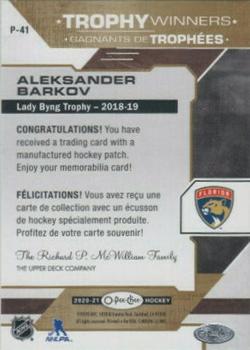 2020-21 O-Pee-Chee - Trophy Patches #P-41 Aleksander Barkov Back