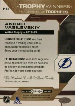 2020-21 O-Pee-Chee - Trophy Patches #P-61 Andrei Vasilevskiy Back
