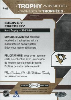 2020-21 O-Pee-Chee - Trophy Patches #P-67 Sidney Crosby Back