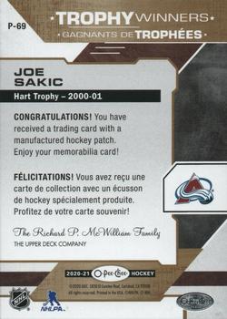 2020-21 O-Pee-Chee - Trophy Patches #P-69 Joe Sakic Back