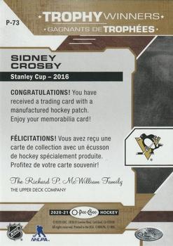 2020-21 O-Pee-Chee - Trophy Patches #P-73 Sidney Crosby Back