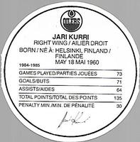 1985-86 Kellogg's Accordion Discs #NNO Jari Kurri Back