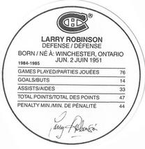 1985-86 Kellogg's Accordion Discs #NNO Larry Robinson Back