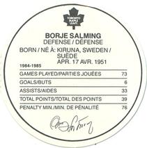 1985-86 Kellogg's Accordion Discs #NNO Borje Salming Back