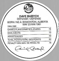1985-86 Kellogg's Accordion Discs #NNO Dave Babych Back