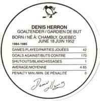 1985-86 Kellogg's Accordion Discs #NNO Denis Herron Back