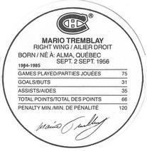 1985-86 Kellogg's Accordion Discs #NNO Mario Tremblay Back