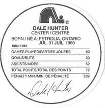 1985-86 Kellogg's Accordion Discs #NNO Dale Hunter Back