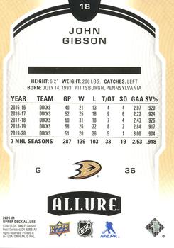 2020-21 Upper Deck Allure #18 John Gibson Back