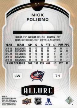 2020-21 Upper Deck Allure #51 Nick Foligno Back