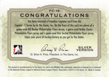 2015-16 In The Game Final Vault - 2011-12 In The Game Captain-C Franchise Captains Silver (Copper Vault Stamp) #FC-16 Bill Barber / Bobby Clarke / Rick Tocchet Back