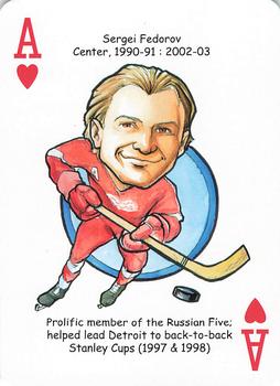 2017 Hero Decks Detroit Red Wings Hockey Heroes Playing Cards #A♥ Sergei Fedorov Front