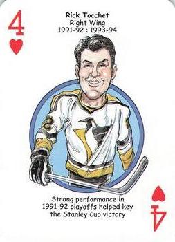 2017 Hero Decks Pittsburgh Penguins Hockey Heroes Playing Cards #4♥ Rick Tocchet Front