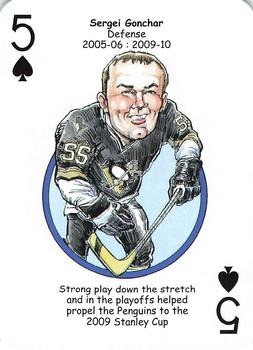 2017 Hero Decks Pittsburgh Penguins Hockey Heroes Playing Cards #5♠ Sergei Gonchar Front