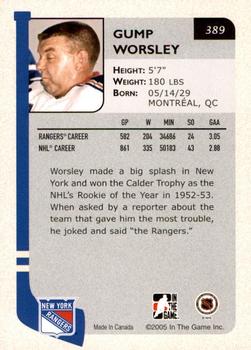 2004-05 In The Game Franchises US East - SportsFest Chicago #389 Gump Worsley Back