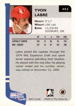2004-05 In The Game Franchises US East - SportsFest Chicago #443 Yvon Labre Back