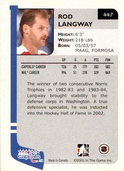 2004-05 In The Game Franchises US East - SportsFest Chicago #447 Rod Langway Back