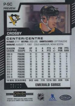 2020-21 O-Pee-Chee - O-Pee-Chee Platinum Preview Emerald Surge #P-SC Sidney Crosby Back