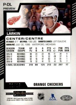 2020-21 O-Pee-Chee - O-Pee-Chee Platinum Preview Orange Checkers #P-DL Dylan Larkin Back