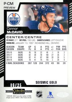 2020-21 O-Pee-Chee - O-Pee-Chee Platinum Preview Seismic Gold #P-CM Connor McDavid Back