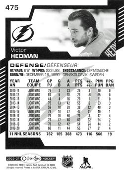 2020-21 O-Pee-Chee - Variant Warm-Up Jersey #475 Victor Hedman Back