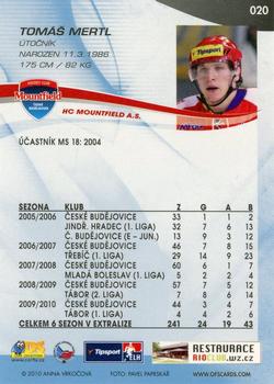 2010-11 Czech OFS Plus #20 Tomas Mertl Back