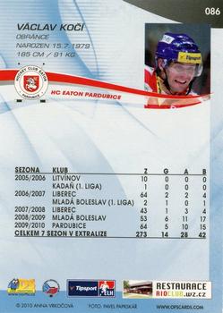 2010-11 Czech OFS Plus #86 Vaclav Koci Back