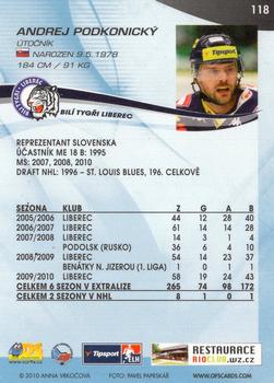 2010-11 Czech OFS Plus #118 Andrej Podkonicky Back