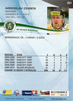 2010-11 Czech OFS Plus #201 Miroslav Duben Back