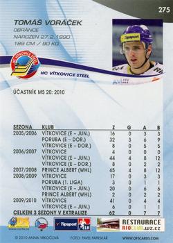 2010-11 Czech OFS Plus #275 Tomas Voracek Back
