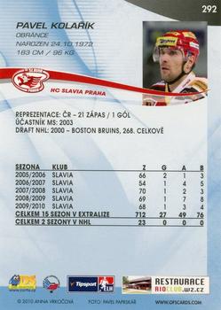 2010-11 Czech OFS Plus #292 Pavel Kolarik Back