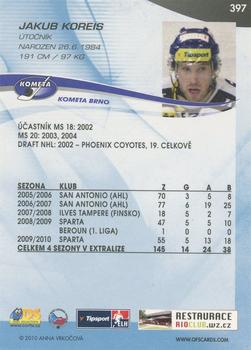 2010-11 Czech OFS Plus #397 Jakub Koreis Back