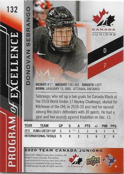 2020-21 Upper Deck Team Canada Juniors - Exclusives #132 Donovan Sebrango Back