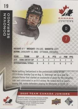 2020-21 Upper Deck Team Canada Juniors - High Gloss #19 Donovan Sebrango Back